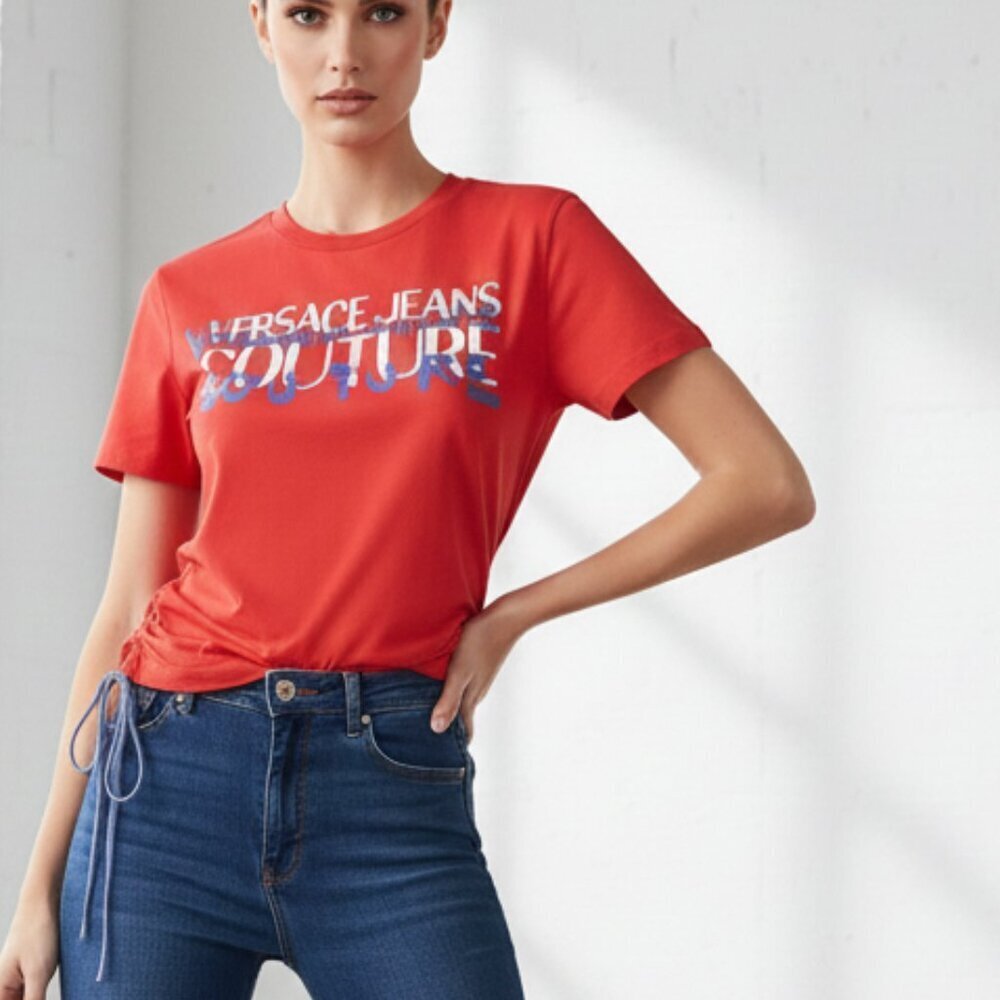BRAND NEW-NEVER WORN -Versace Jeans Couture Fitted -Laced T-Shirt – Red, M, NWOT